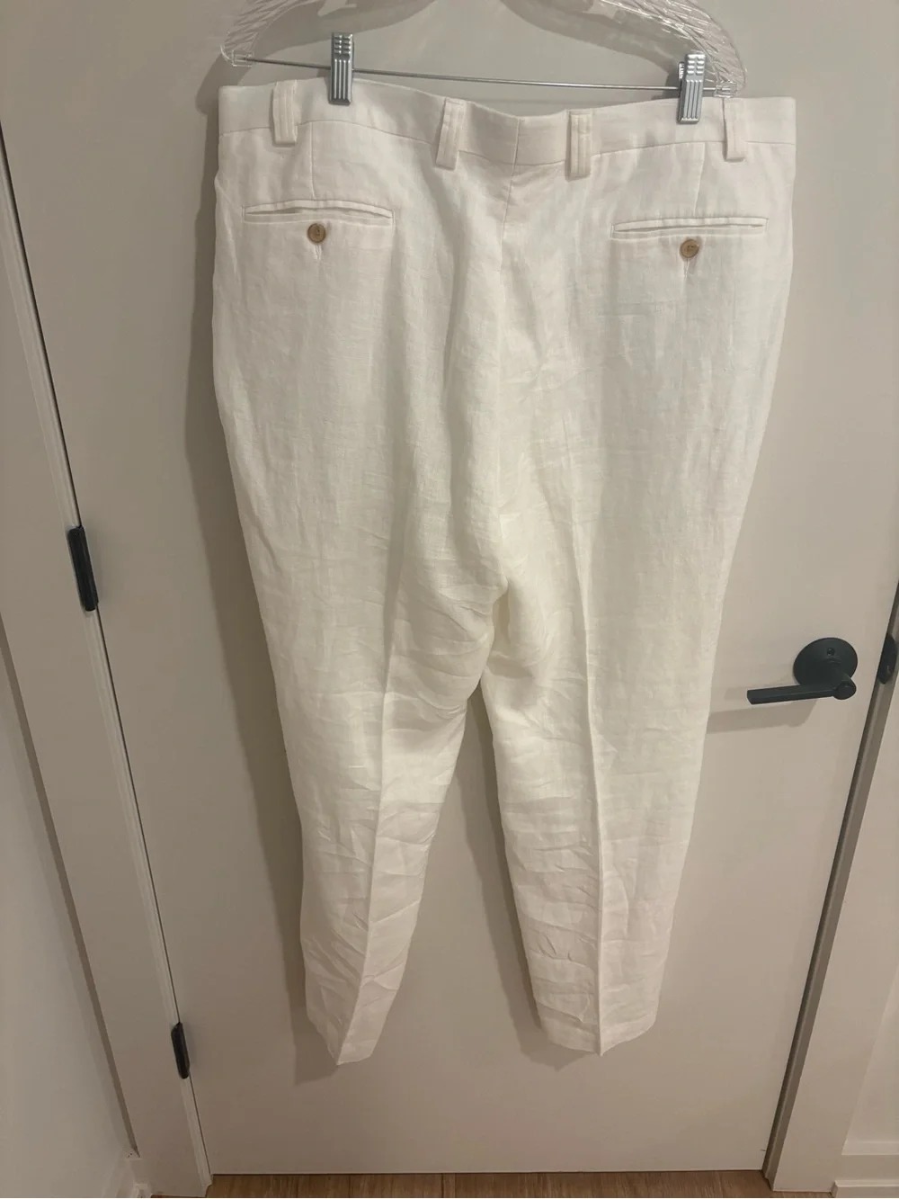 Lauren Ralph Lauren White 100% Linen Trouser Pants Beach Wedding Resort 40 x 32